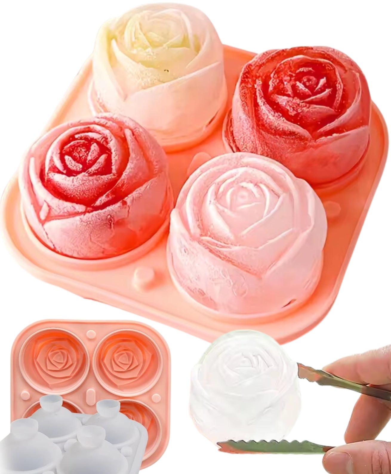 Roosvormige IJsblokjes Maker Met Deksel