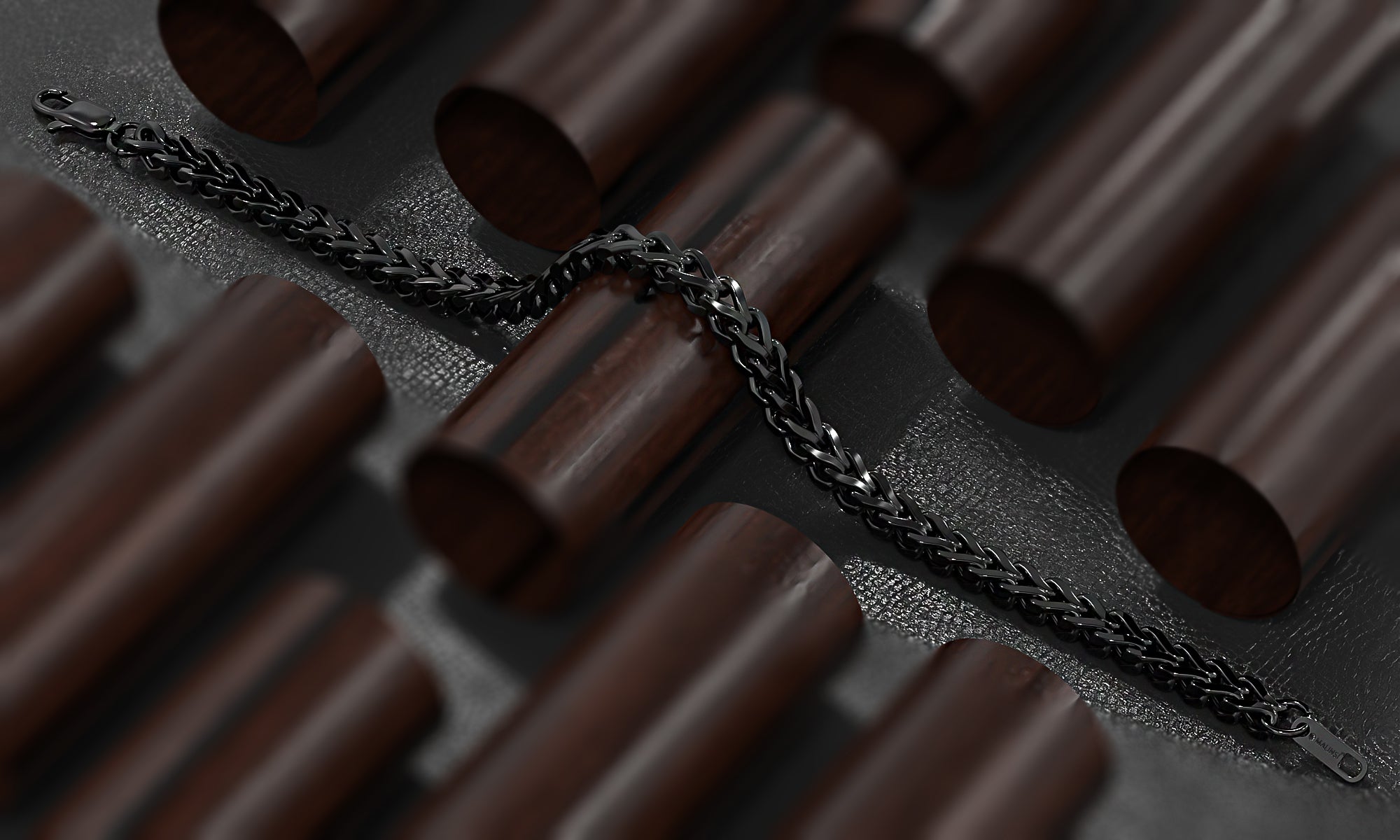 Schakel Armband | Compleet RVS 4mm | Zwart