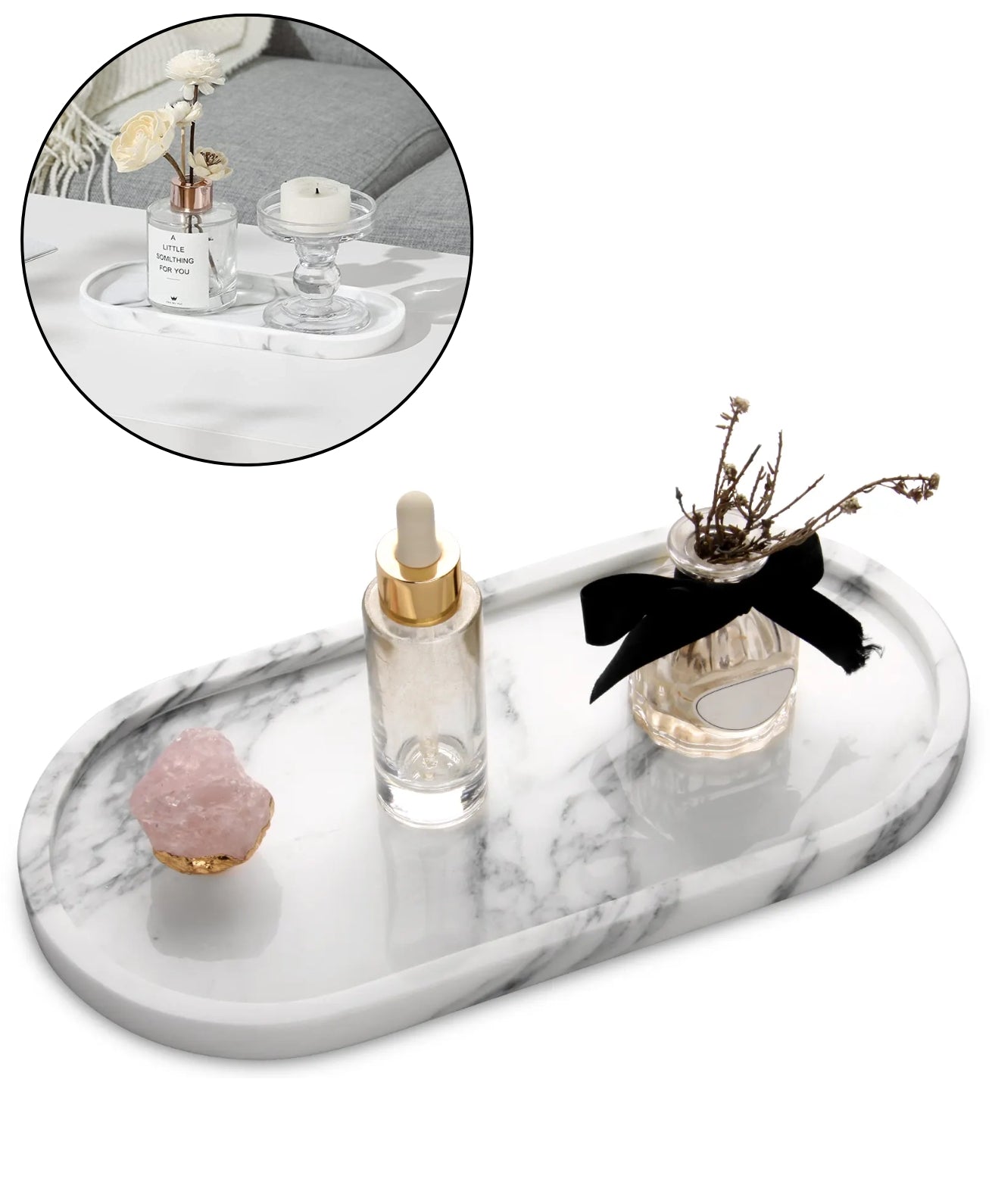 Kaarsenplateau | Wit Marmer-look (Resin hars)