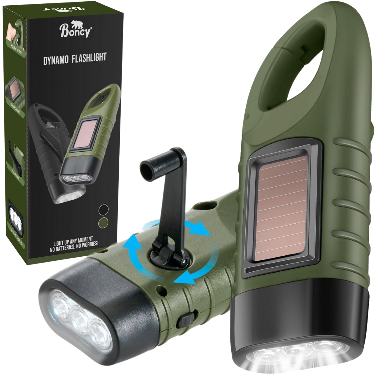 Boncy® Opwindbare LED Zaklamp | Groen