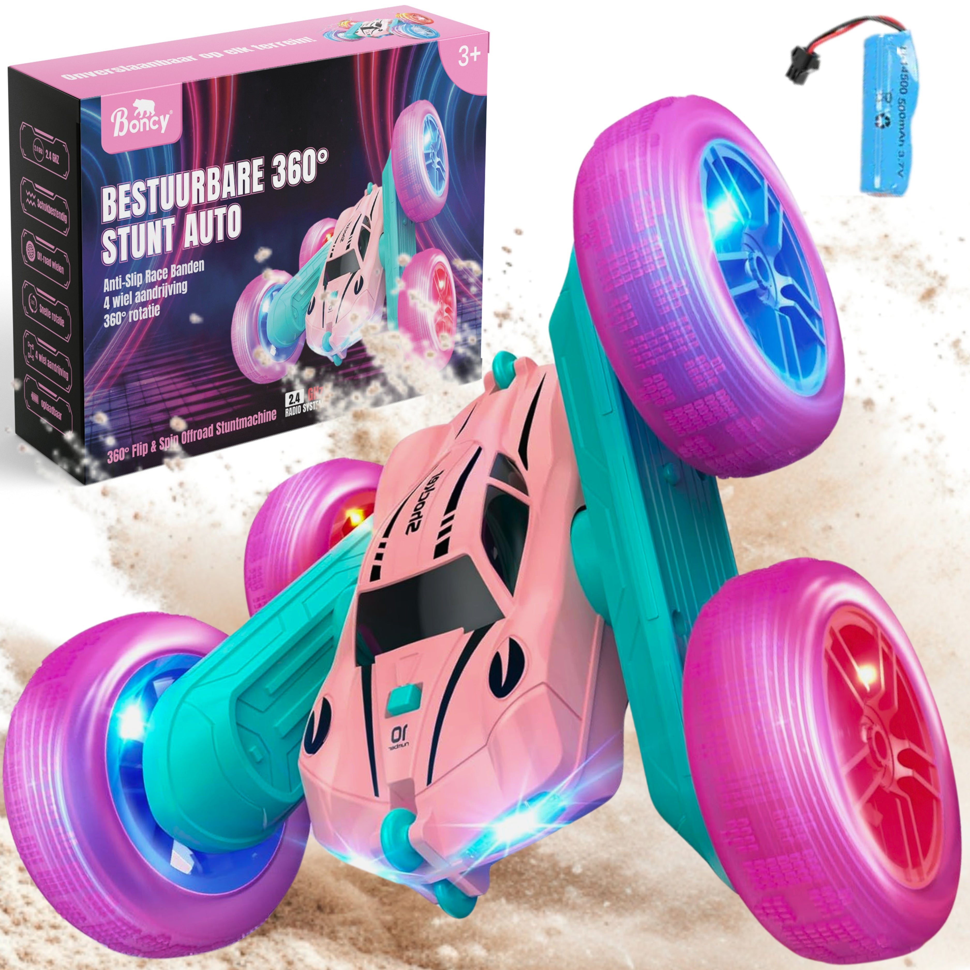 Bestuurbare Stunt Auto | Roze