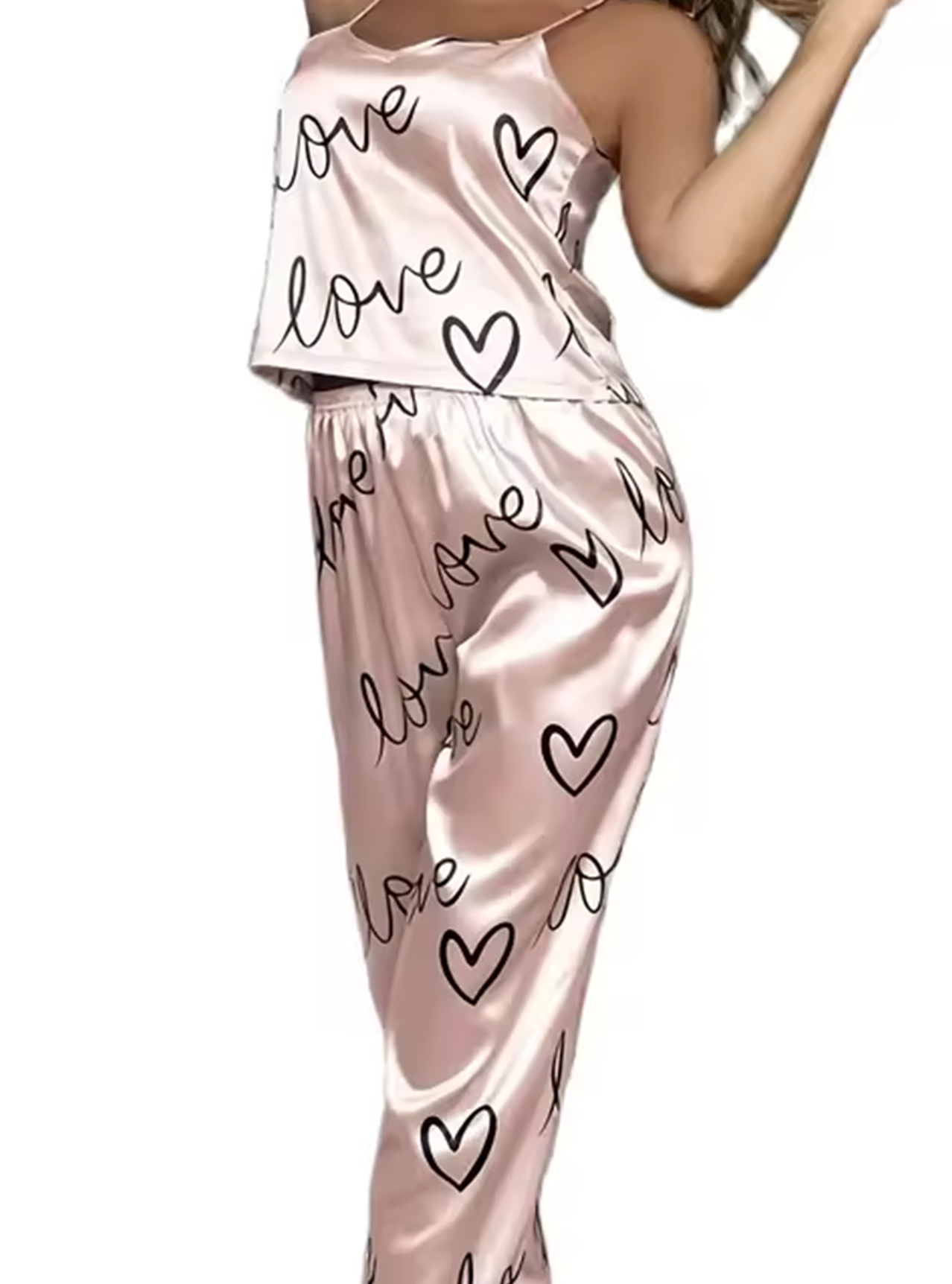 Pyjama Set Dames | Satijn | Love & Hartjes