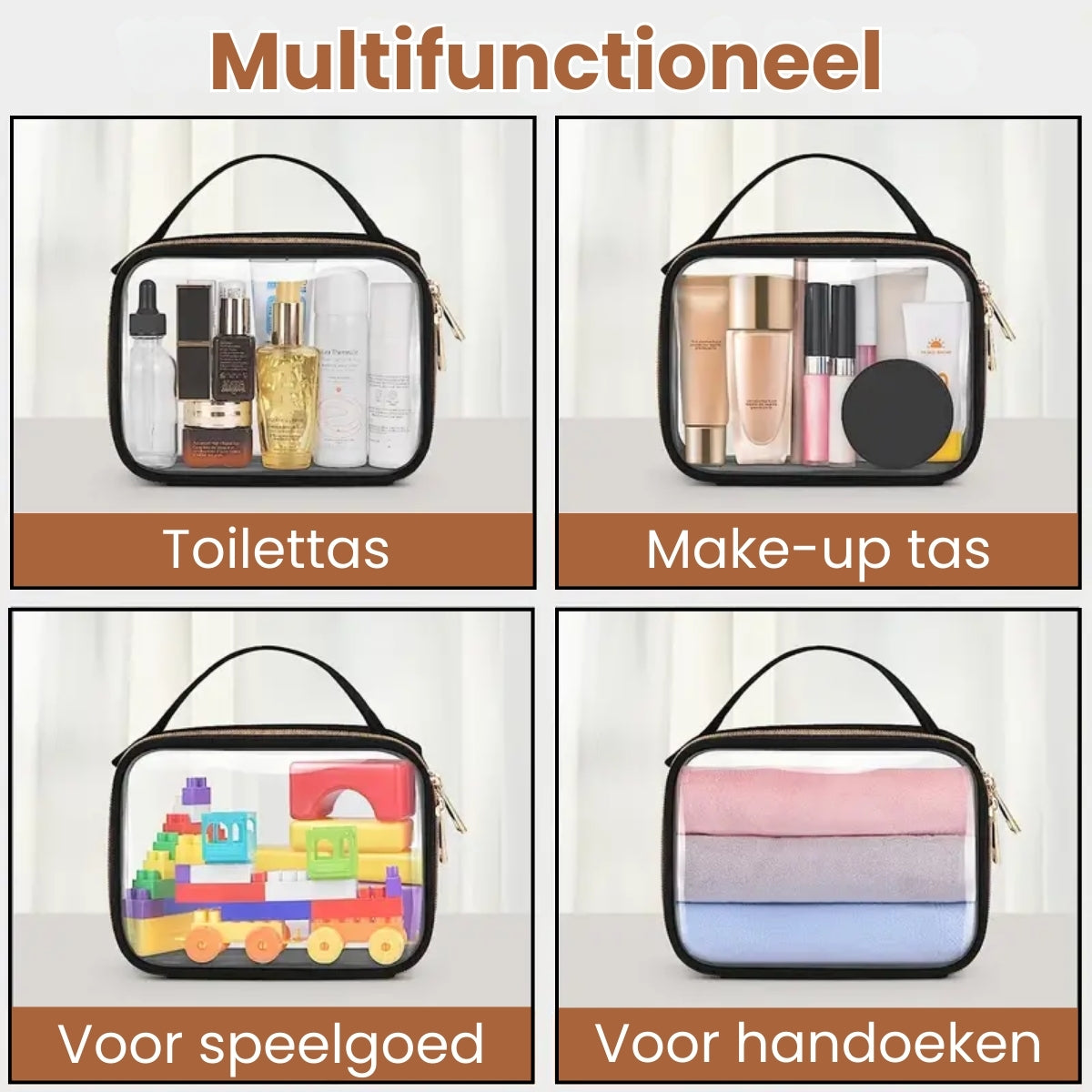 Doorzichtige Toilettas Set