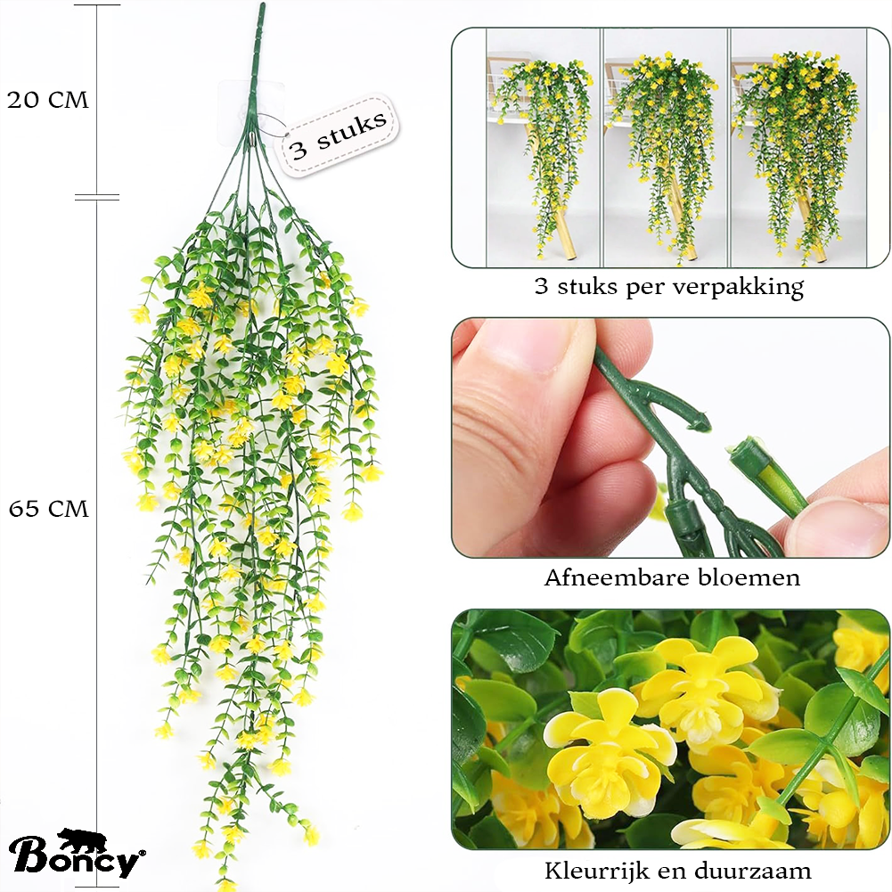 Premium Kunstplant | Hangplant Geel/Groen | 3 Stuks