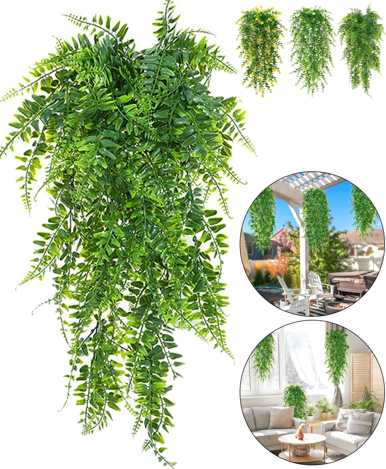 Premium Kunstplant | Hangplant Groen | 2 Stuks
