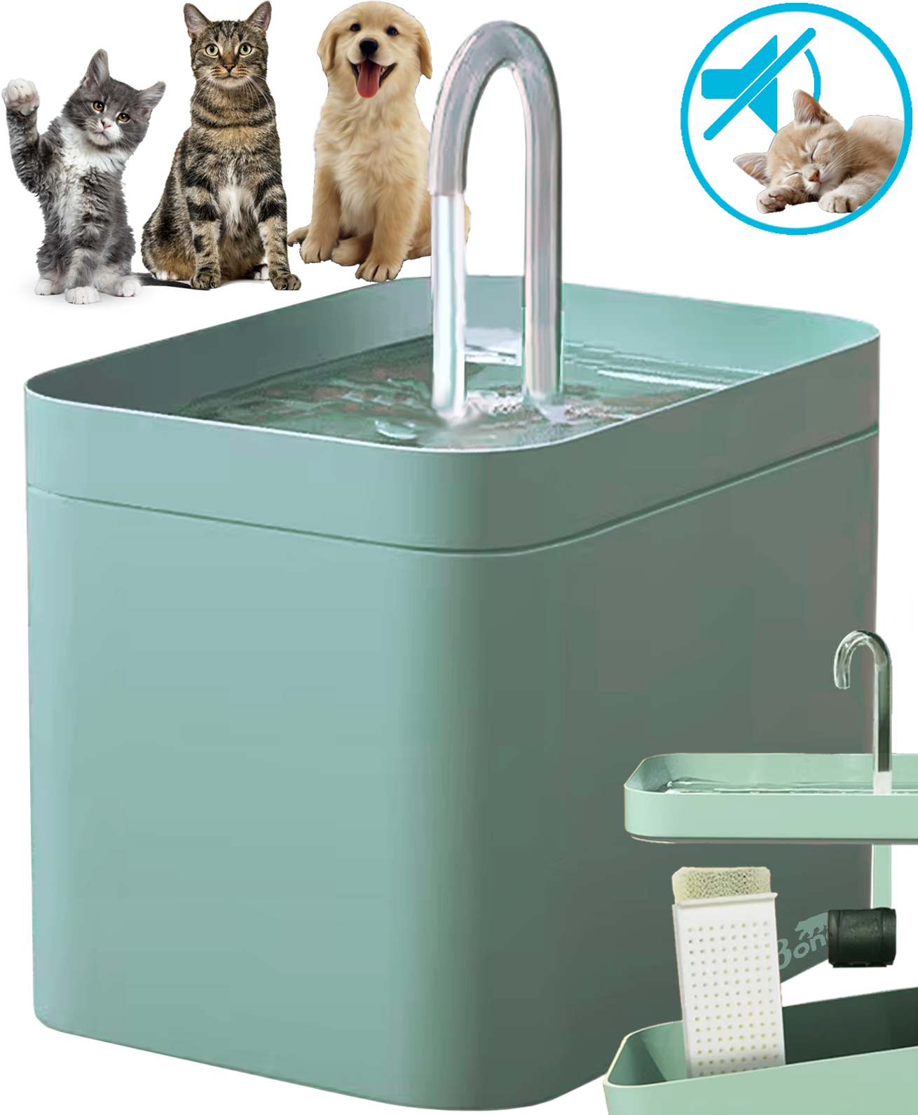 Luxe Drinkfontein Kat & Hond | Groen