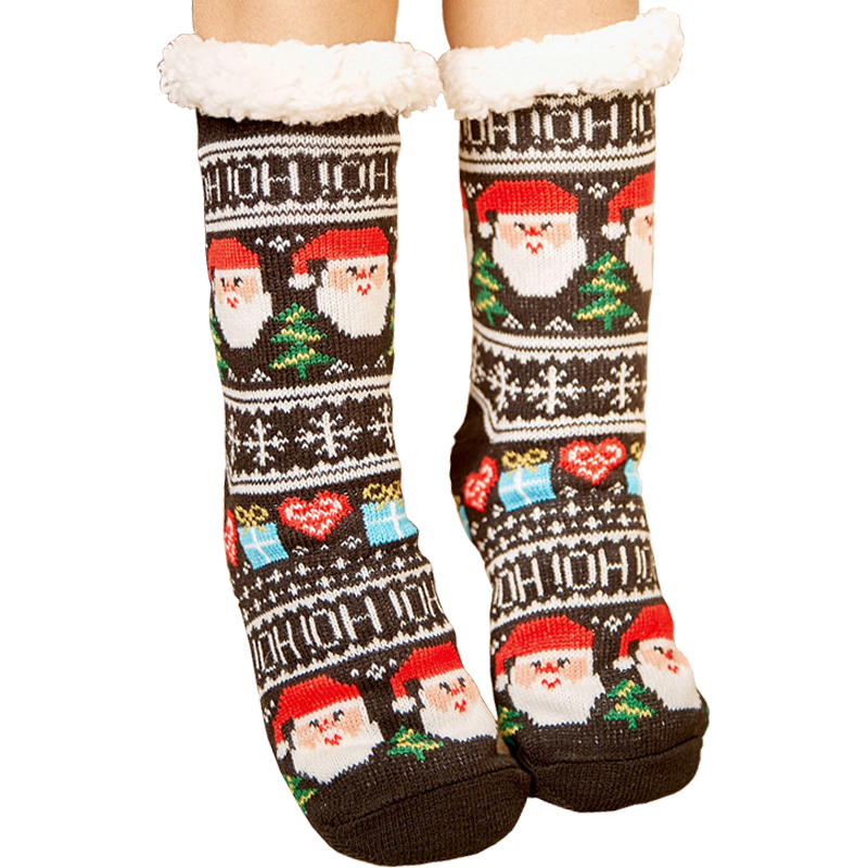 Fluffy kerst huissokken met kerstman | Cadeauplek