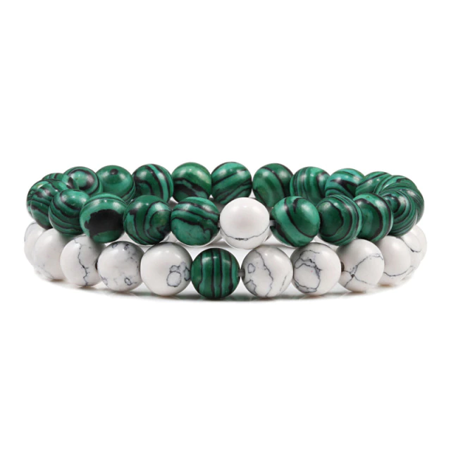 Kralen armband heren & dames, wit + groen | Cadeauplek
