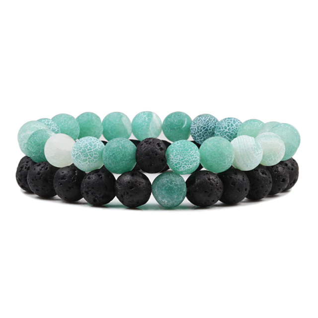 Kralen armband heren & dames, mint + zwart | Cadeauplek