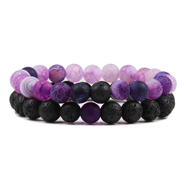 Kralen armband heren & dames, paars + zwart | Cadeauplek