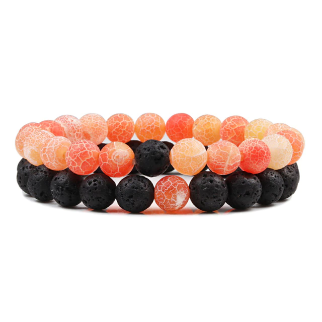 Kralen armband heren & dames, oranje + zwart | Cadeauplek
