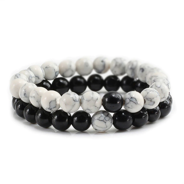 Kralen armband heren & dames, Zwart + Wit | Cadeauplek