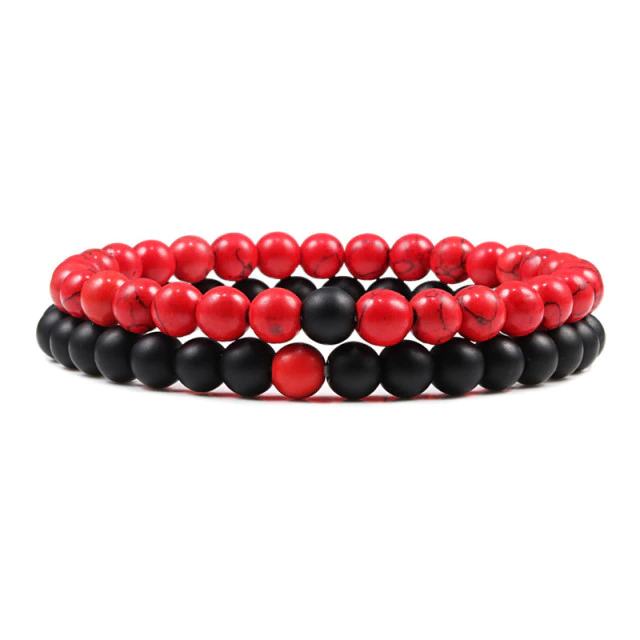 Kralen armband heren & dames, rood + zwart | Cadeauplek