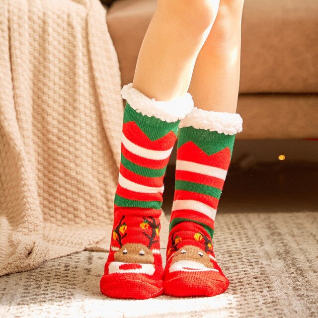 Fluffy kerst huissokken rendier rudolf, aan voeten | Cadeauplek