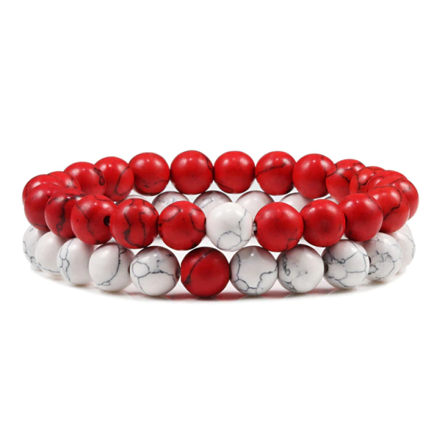 Kralen armband heren & dames, rood + wit | Cadeauplek