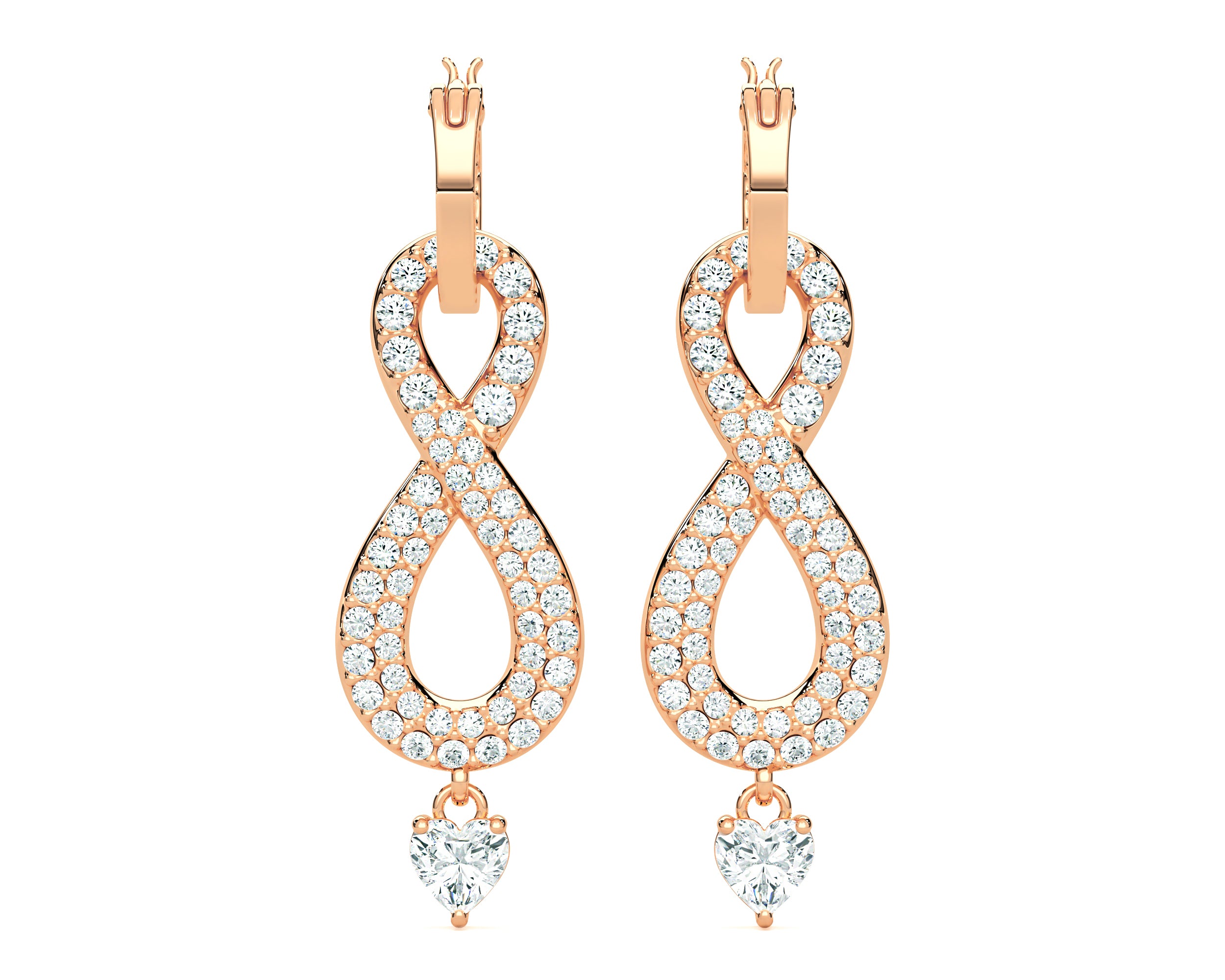 zilveren infinity oorbellen dames met zirkonia steentjes voorkant | cadeauplek