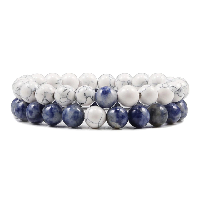 Kralen armband heren & dames, blauw + wit | Cadeauplek