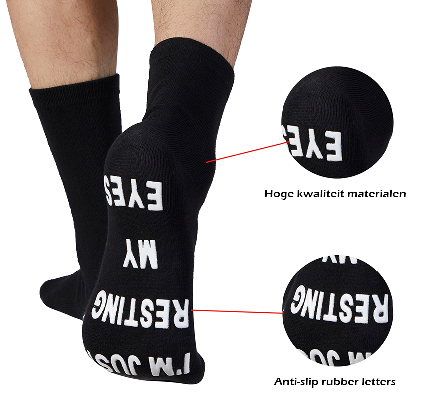 Grappige sokken, i'm not sleeping, zwart, details | Cadeauplek