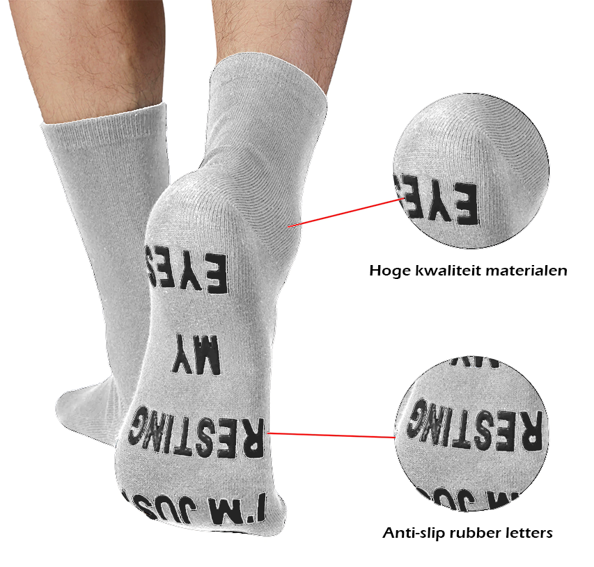 Grappige sokken, i'm not sleeping, grijs details | Cadeauplek