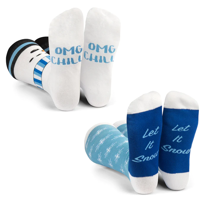 Grappige Sokken | Sneeuwvlokken & Sneeuwpop | 2-pack