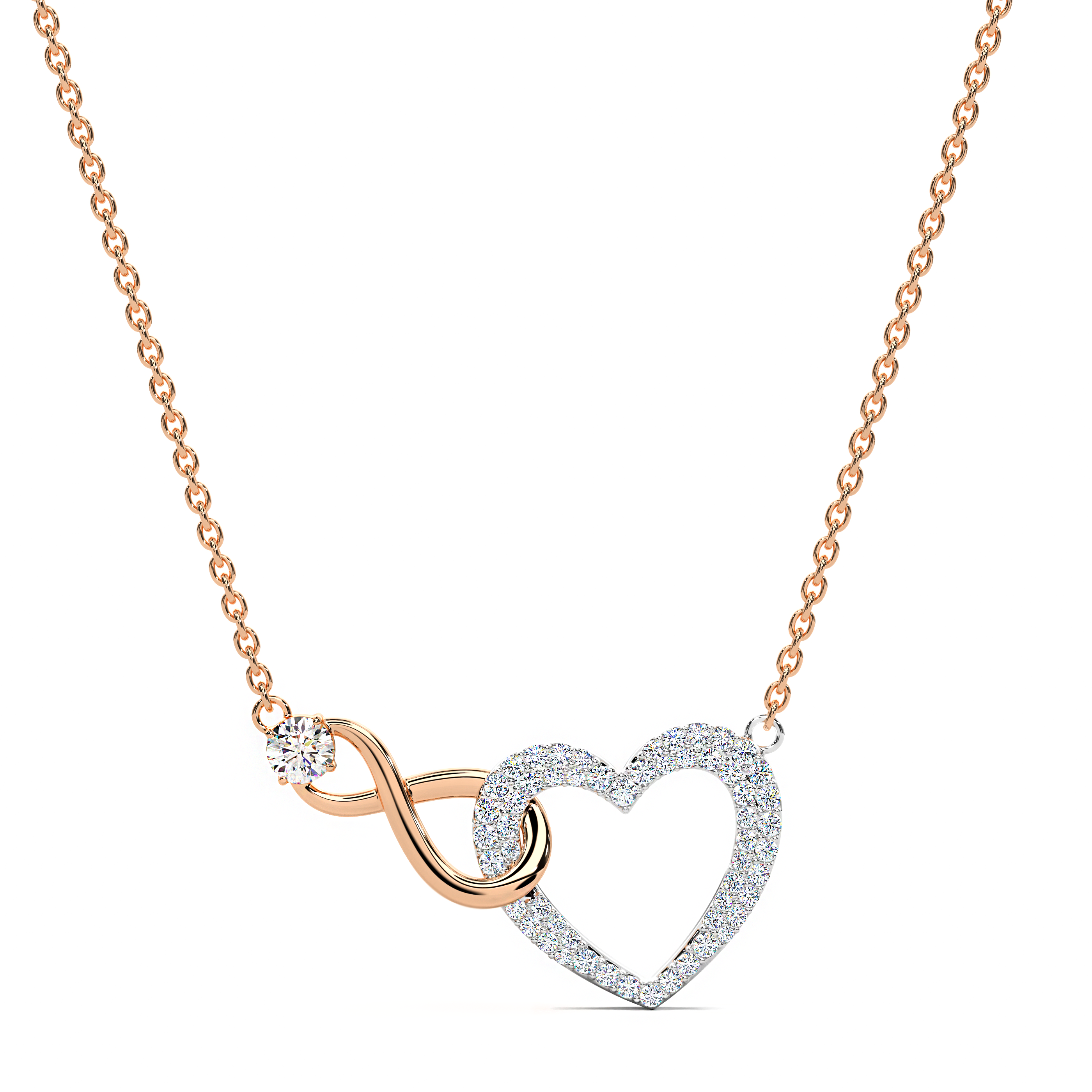 ketting dames rosegoud infinity hart met zirkonia steen | cadeauplek
