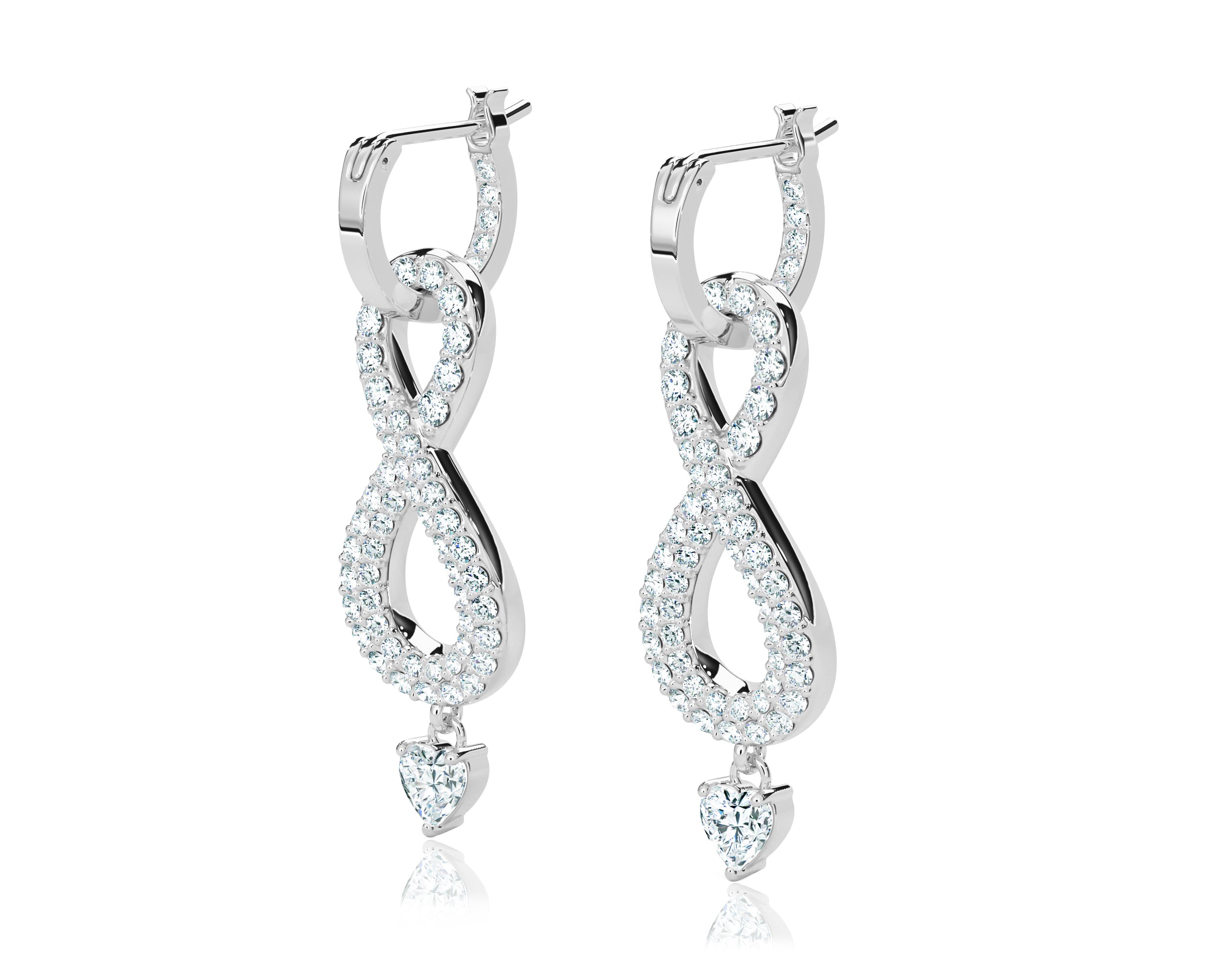 zilveren infinity oorbellen dames met zirkonia steentjes | cadeauplek