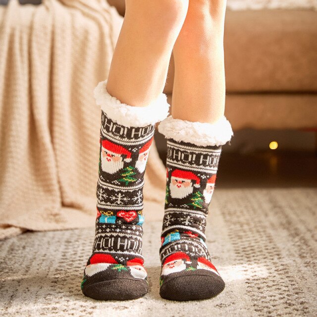 Fluffy kerst huissokken met kerstman | Cadeauplek