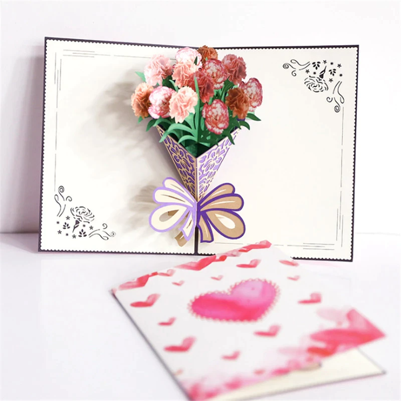 3D pop-up wenskaart met bloemen, geopend | Cadeauplek
