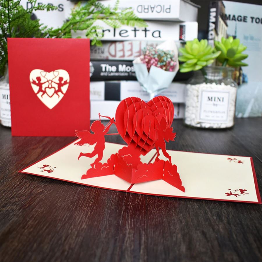3D Pop-up Wenskaart Cupido, geopend | Cadeauplek