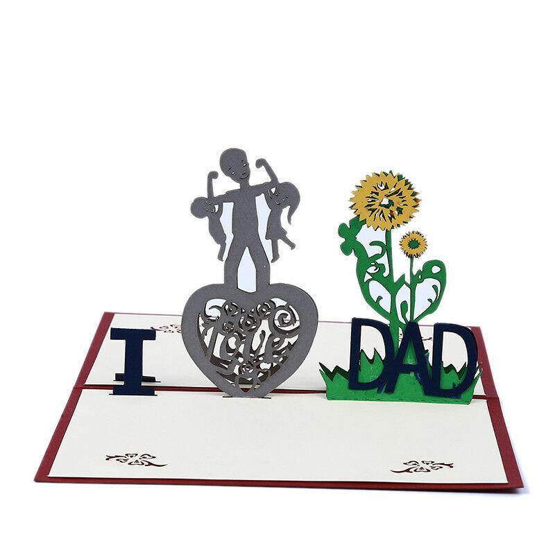 3D Pop-Up Wenskaart Voor Vader | I Love Dad witte achtergrond