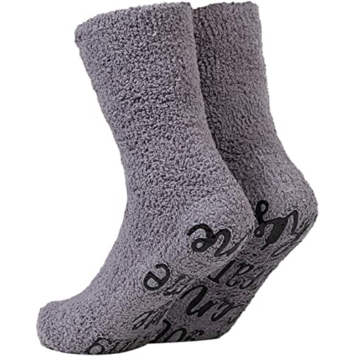 Fluffy huissokken bring me some wine grijs | cadeauplek