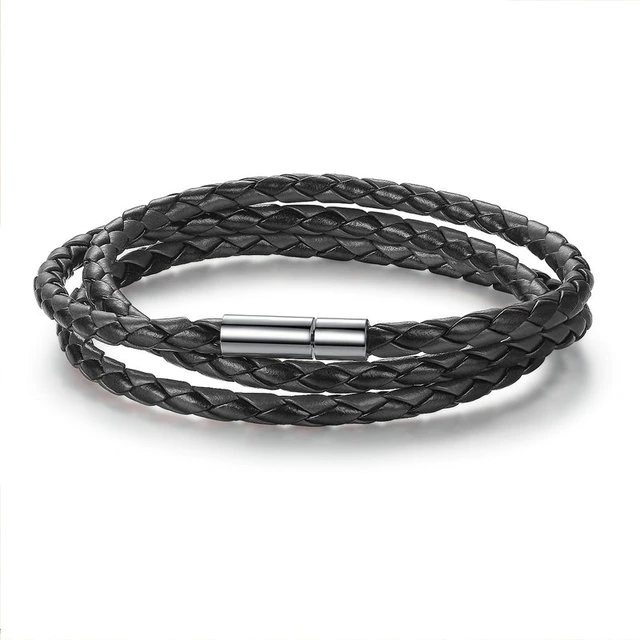 wikkelarmband lange snoer zwart unisex | cadeauplek
