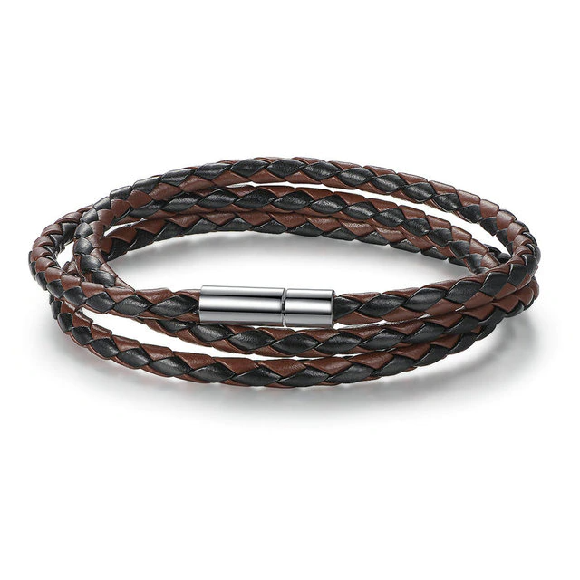wikkelarmband lange snoer bruin + zwart unisex | cadeauplek
