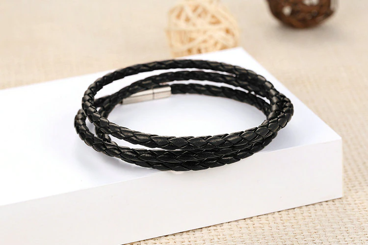 wikkelarmband lange snoer zwart unisex | cadeauplek