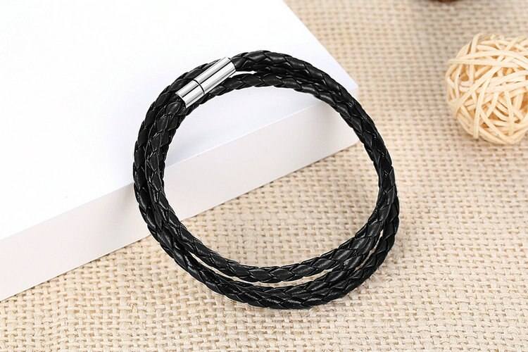 wikkelarmband lange snoer zwart unisex | cadeauplek