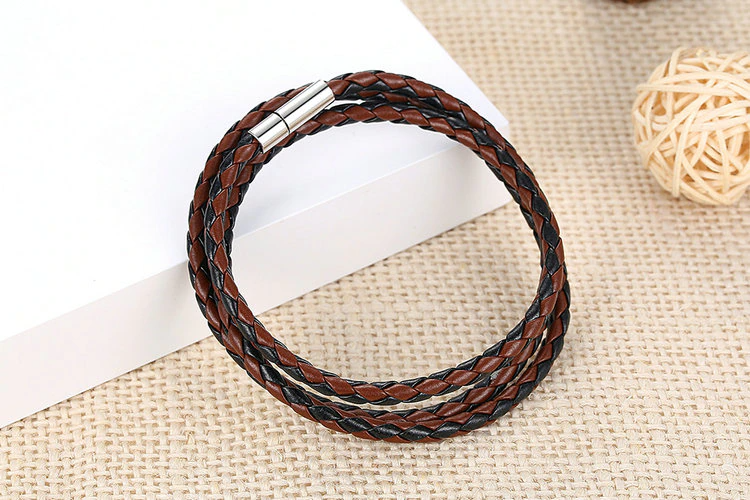 wikkelarmband lange snoer bruin + zwart unisex | cadeauplek