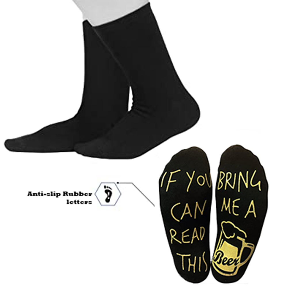 grappige sokken, bring me a beer goud | cadeauplek