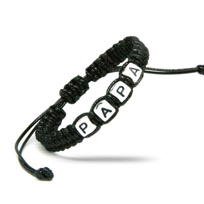 Handgemaakte Armband Papa Vaderdag Cadeau Zwart | Cadeauplek