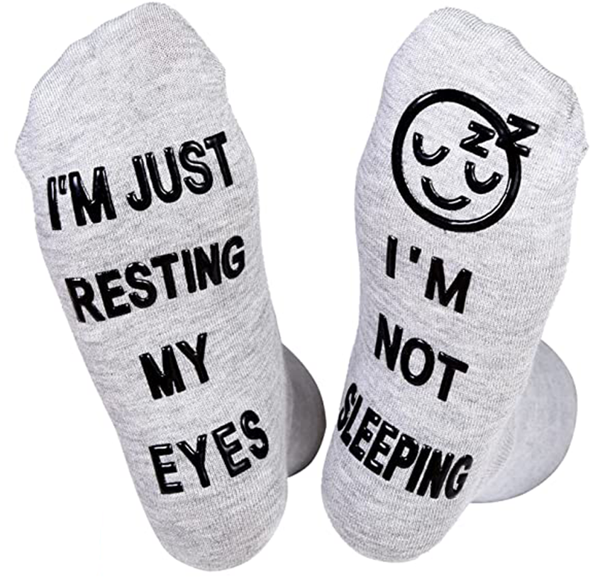 Grappige sokken unisex katoen not sleeping one size grijs