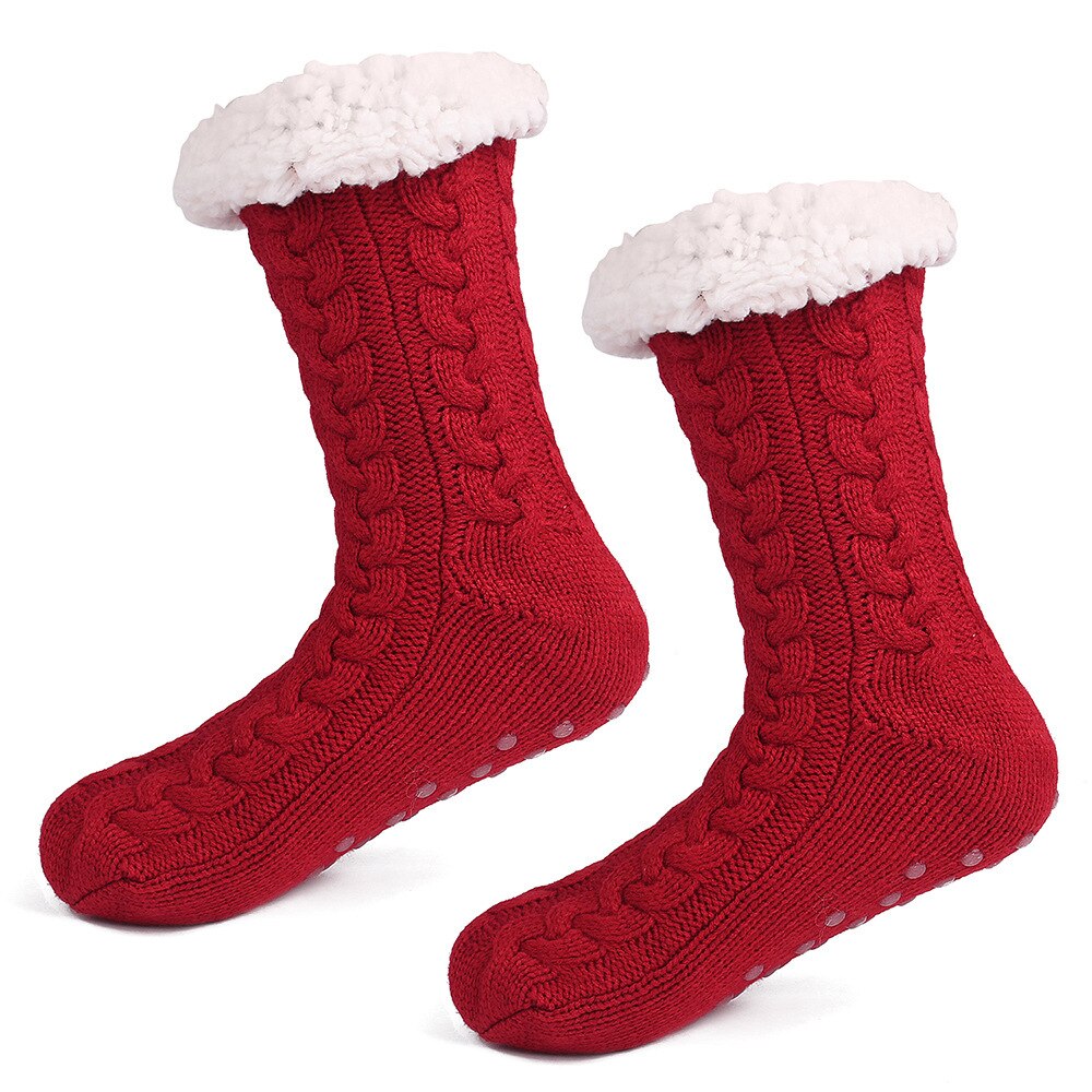 Warme fluffy sokken dames rood katoen