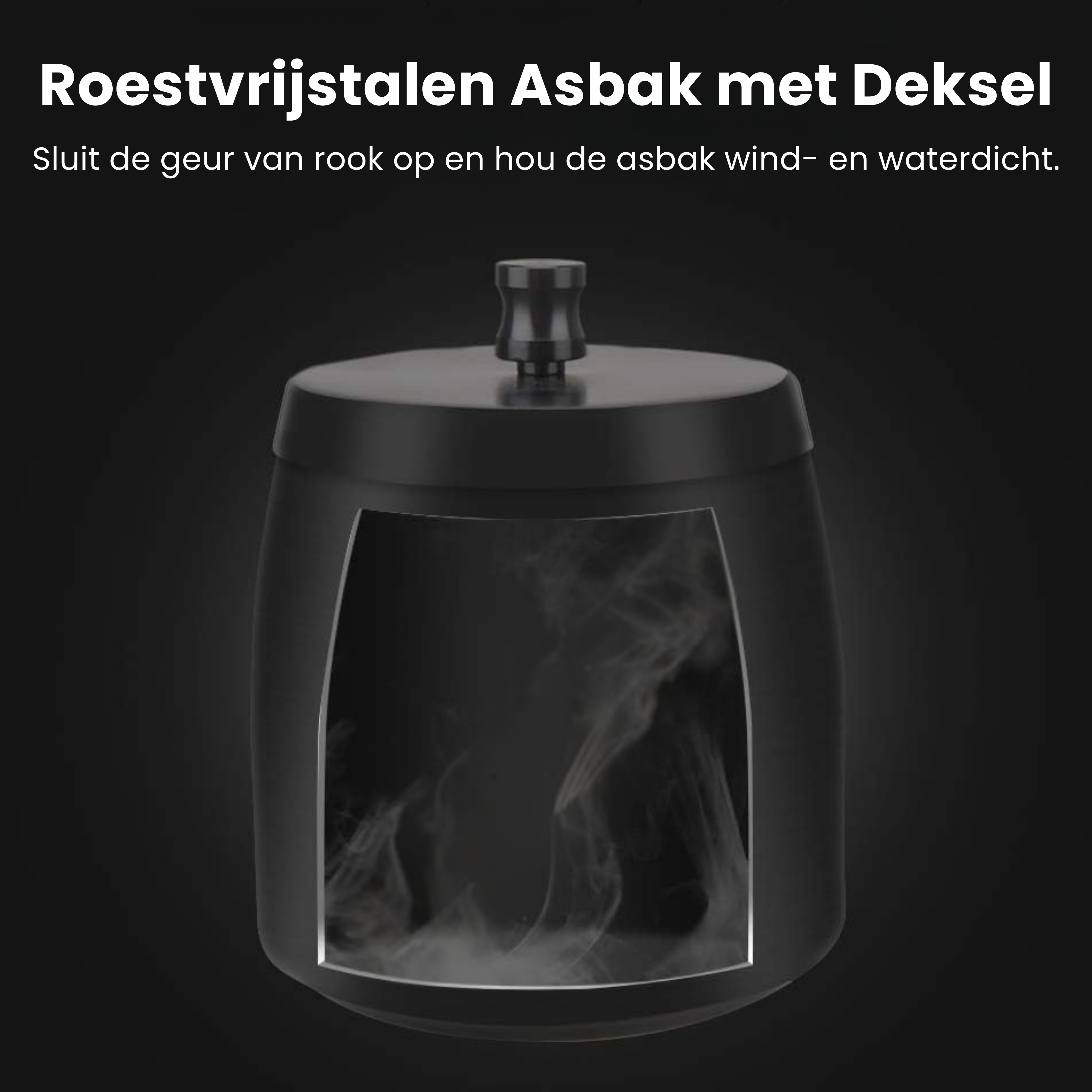 Metalen Asbak Met Deksel | Zwart