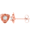 Oorbellen Dames Roos | Rose Goud | Rose Goud Plated RVS