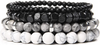 Onyx en Lava Stone Natuursteen Armband | Set van 4 | Zwart/Wit