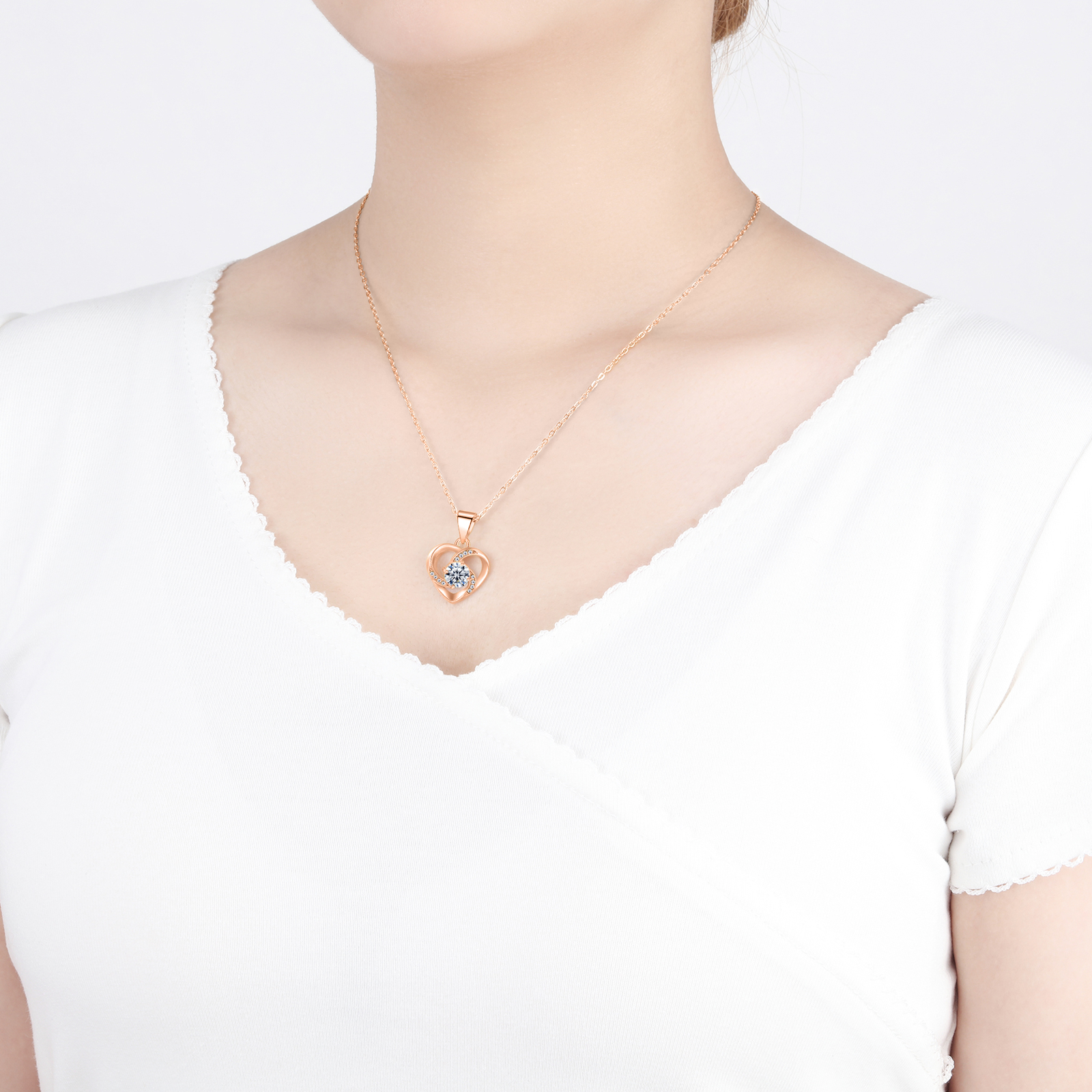 Ketting Dames | Spiraal Hart | Rose goud plated RVS