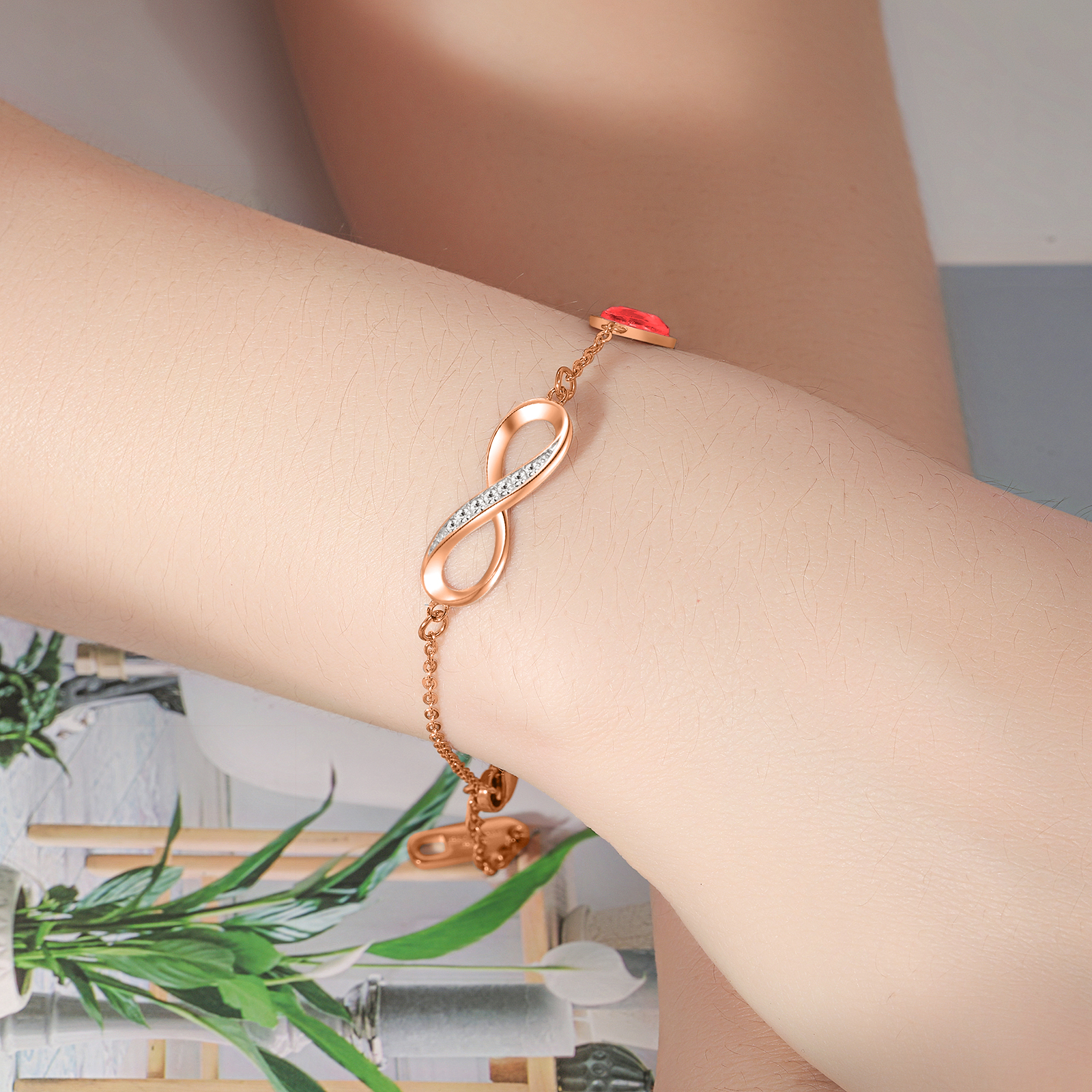 Armband Dames InfiLove | Rose Goud RVS | Zirkonia