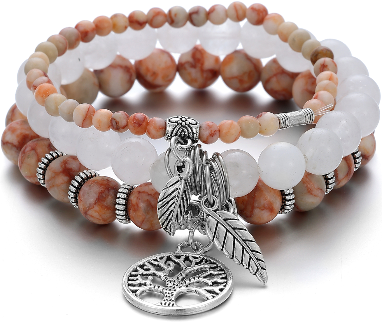 Armband Dames Set 3 Stuks | Kralen Steen Bruin