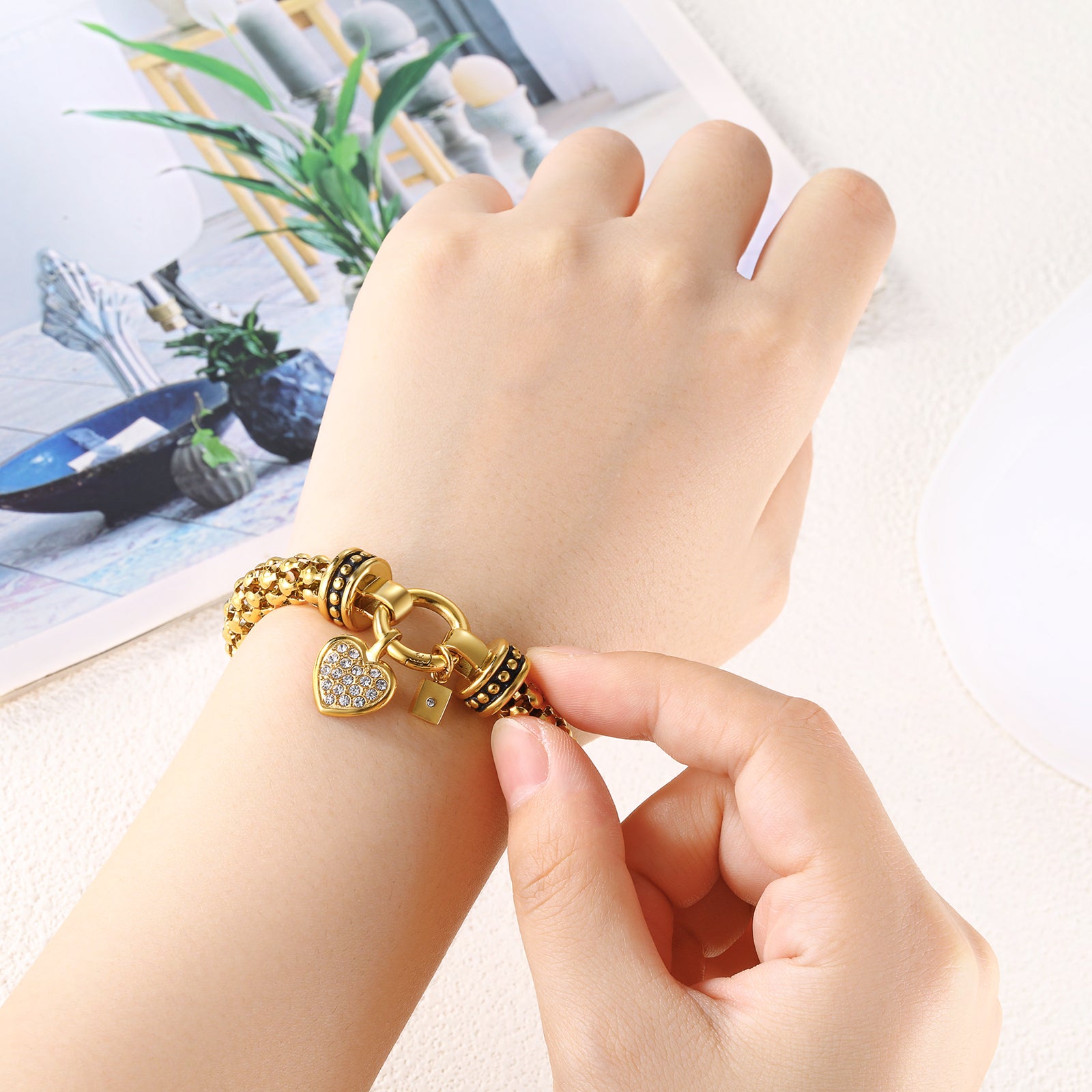 Armband Dames | Popcorn Schakel | Goud 18K Plating