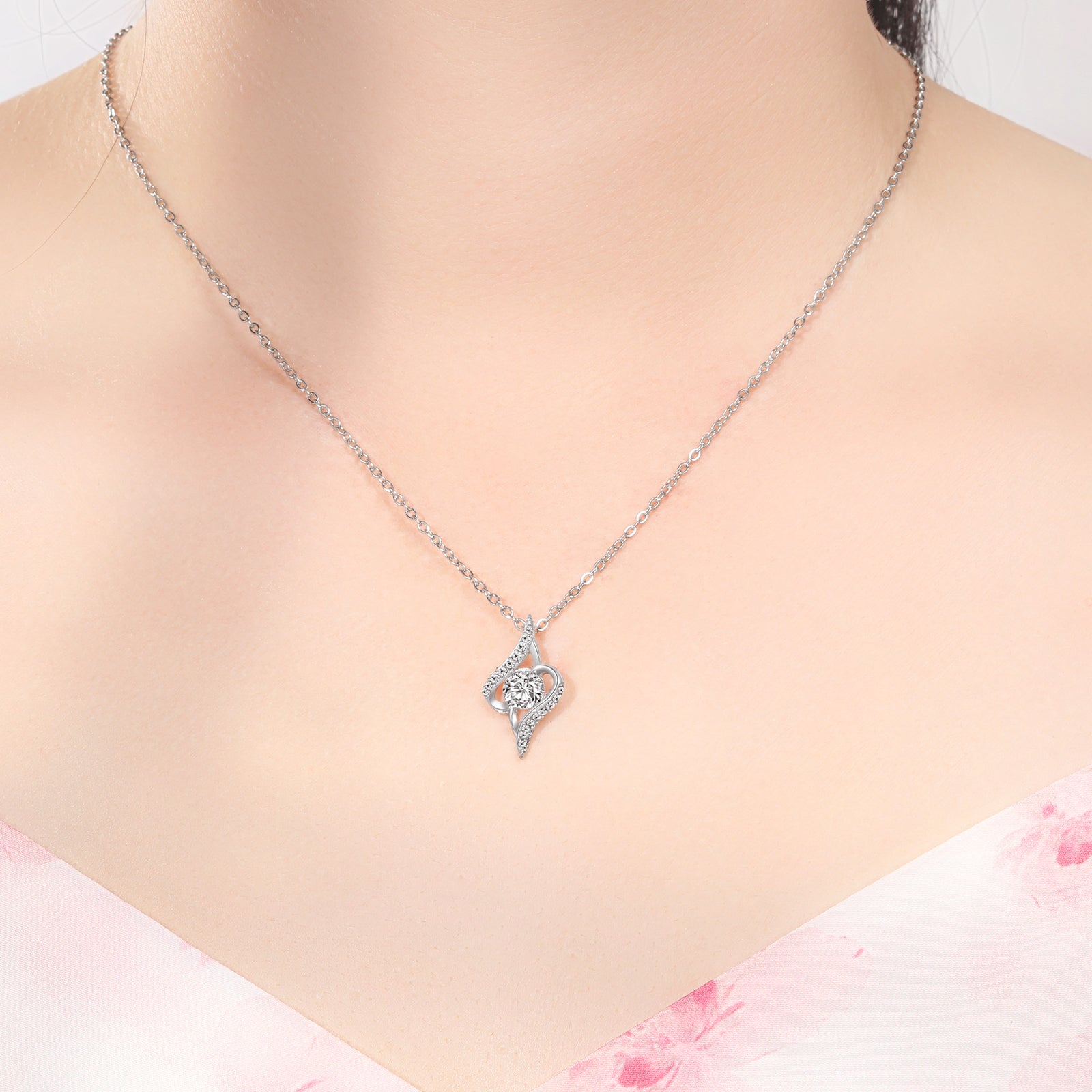 Ketting Dames | Hug Diamant | Zilver RVS | Zirkonia