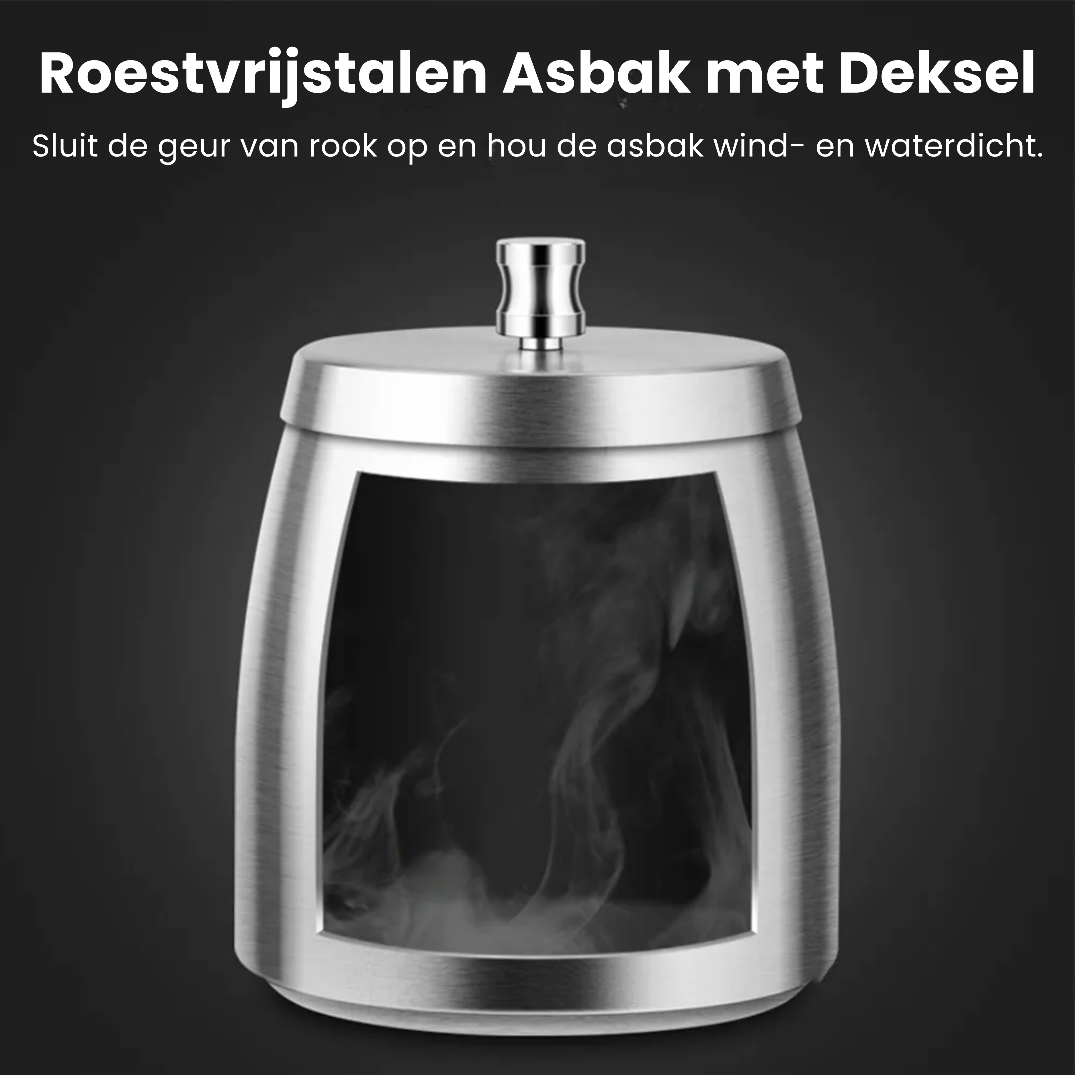 Metalen Asbak Met Deksel | Zilver