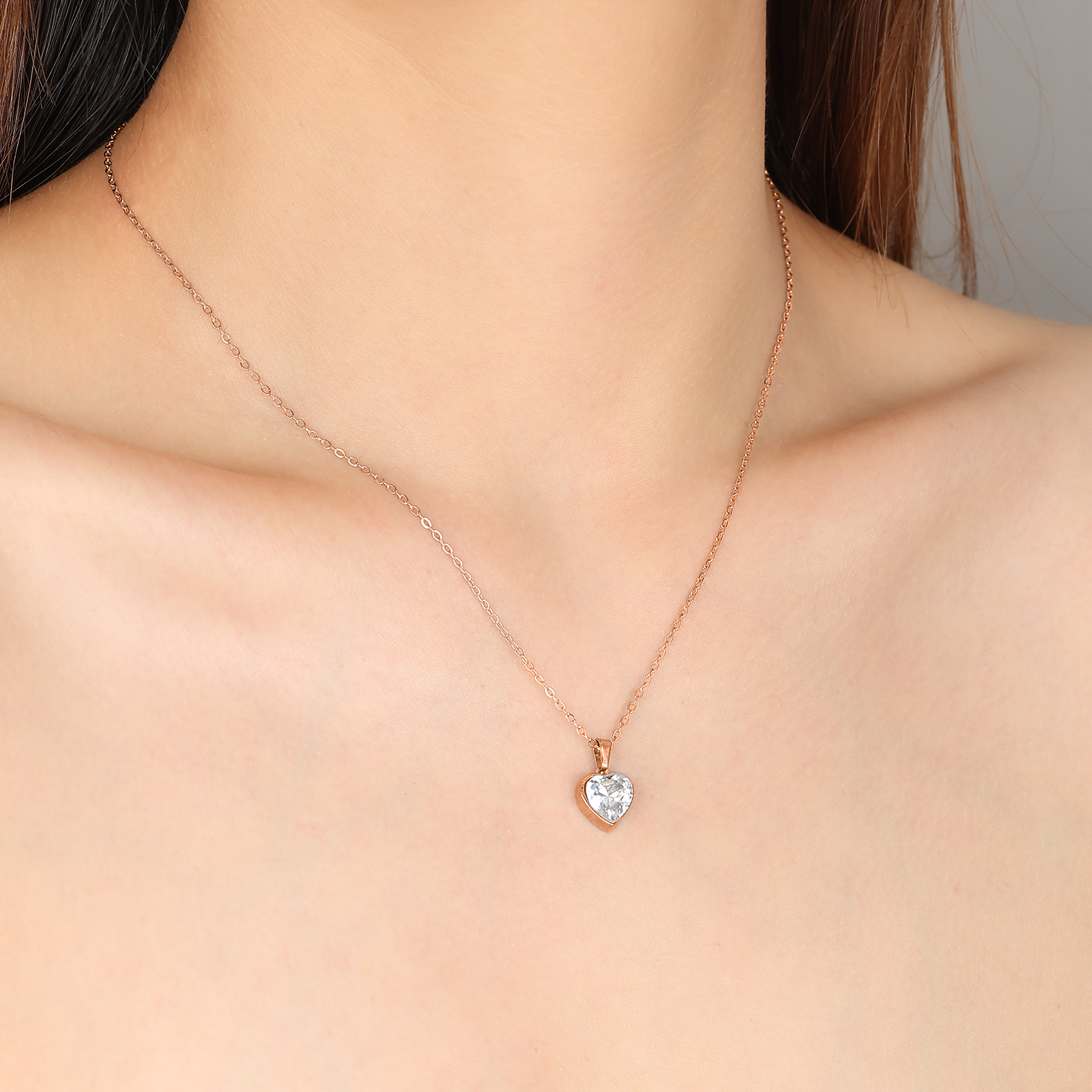 Ketting Dames | Love Hartje | Rose Goud Plated RVS